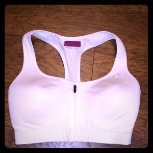 Under Armour white zip front sports bra
